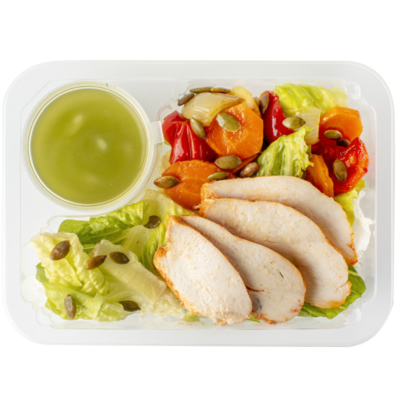 Салат с запеченной курицей овощами и соусом Разнотравье Зелёная Линия, 200г — фото 1
