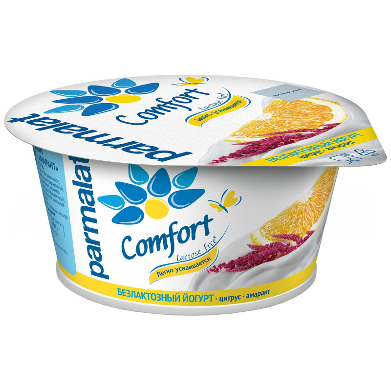 Йогурт Parmalat Comfort цитрус-амарант безлактозный 3%, 130г