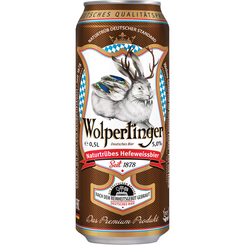 Пиво Wolpertinger светлое нефильтрованное 4.8%, 500мл