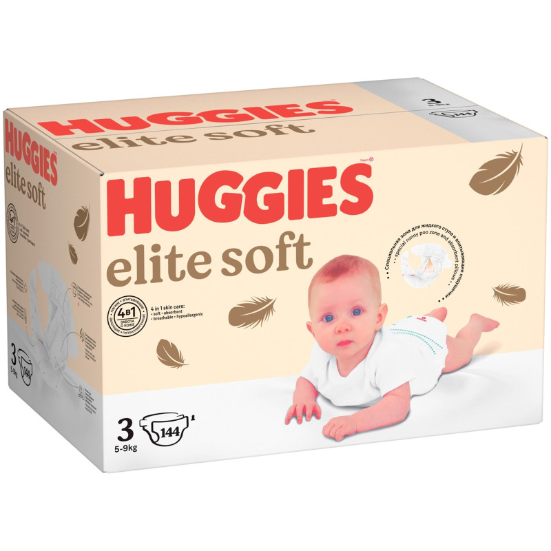 Подгузники Huggies Elite Soft 3 5-9кг, 144шт — фото 1
