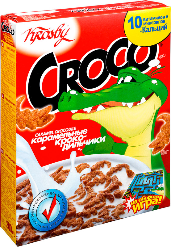 Завтрак сухой Krosby Croco крокодильчики карамельные, 200г — фото 1