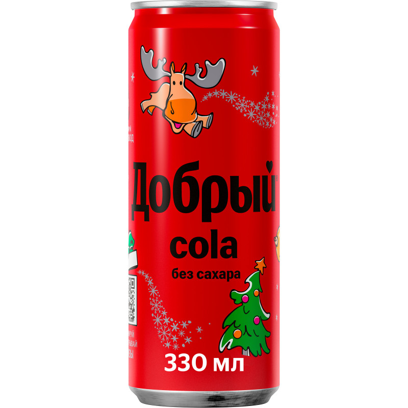 Напиток безалкогольный Добрый Кола без сахара сильногазированный, 330мл