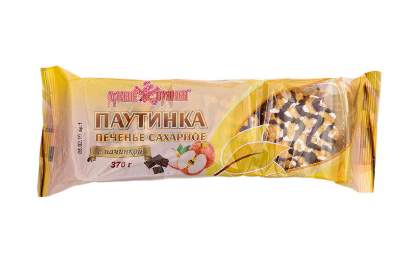 Печенье Русские Пряники Паутинка в шоколадной глазури сахарное, 370г