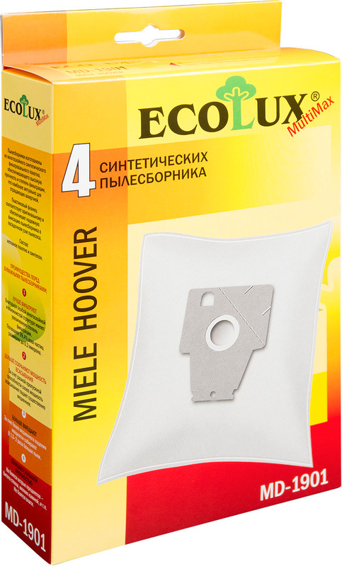 Мешок-пылесборник EcoLux синтетический для пылесосов Miele и Hoover MD1901, 4шт