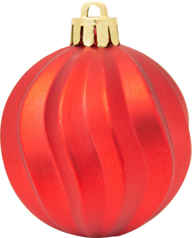 Набор ёлочных шаров Santa Club 6см красный с рельефом AR3/70L6006B/R, 6шт — фото 1