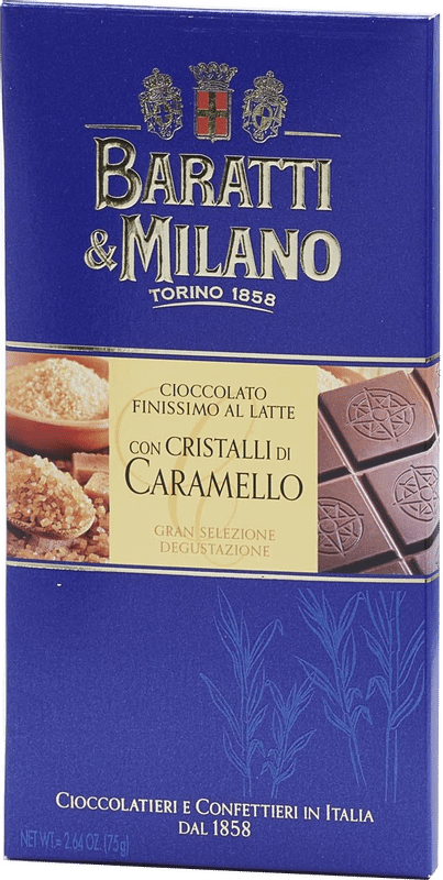 Шоколад молочный Baratti & Milano Кристалли ди карамелло баратти плиточный, 75г