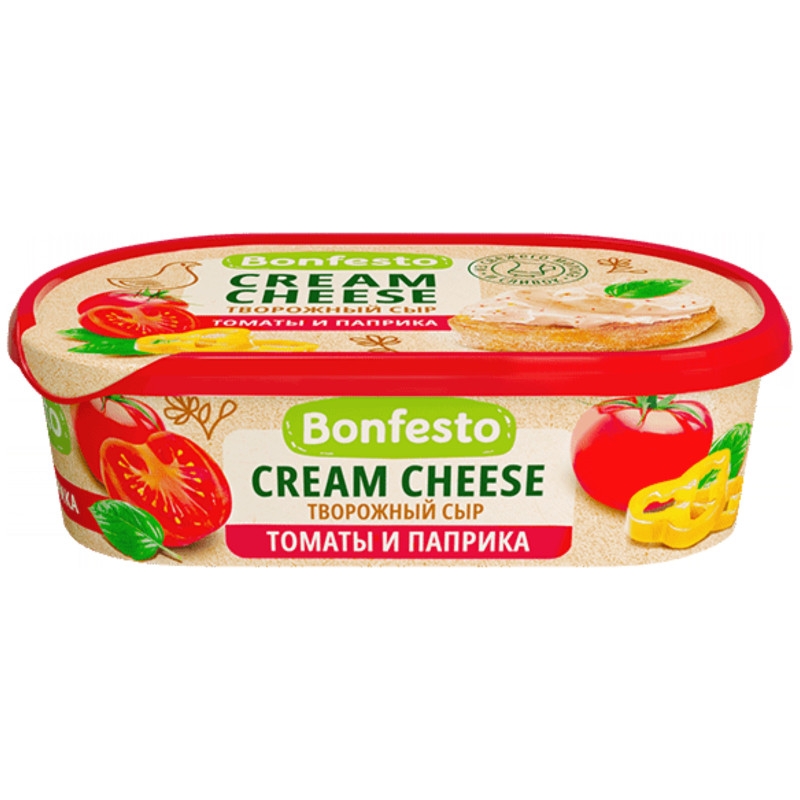 Сыр Bonfesto Кремчиз творожный с наполнителем Томаты и паприка 65%, 140г