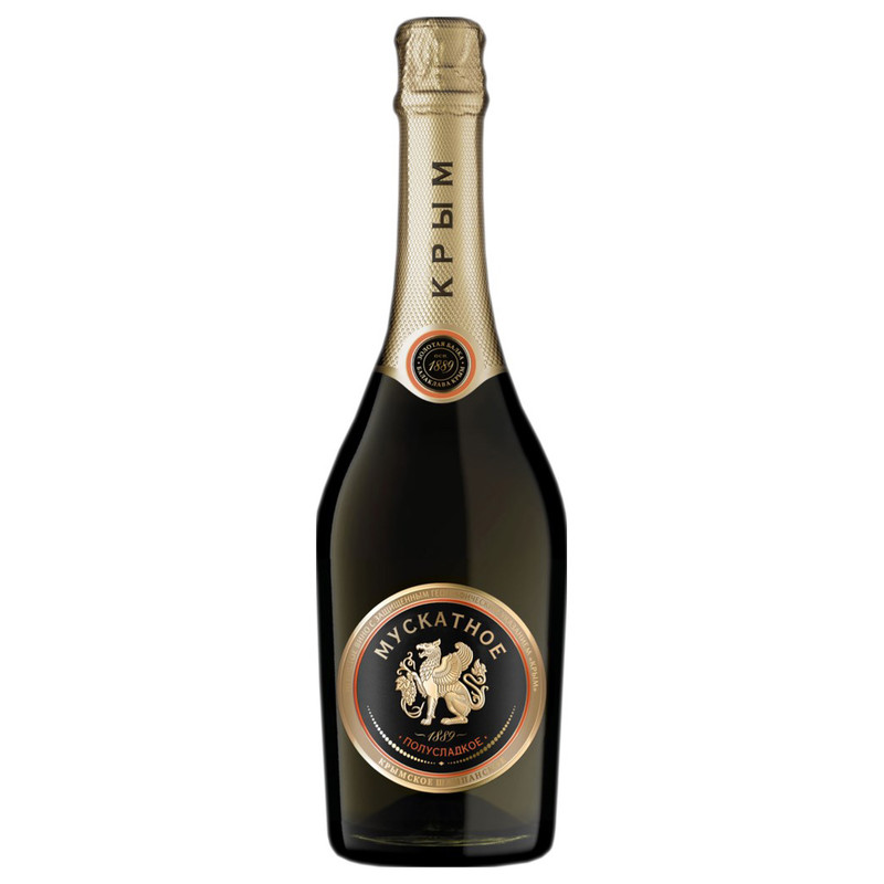 Вино игристое Золотая Балка Мускатное белое полусладкое 12%, 750мл