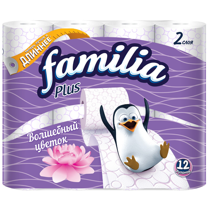 Туалетная бумага Familia Plus Волшебный цветок ароматизированная 2 слоя, 12шт