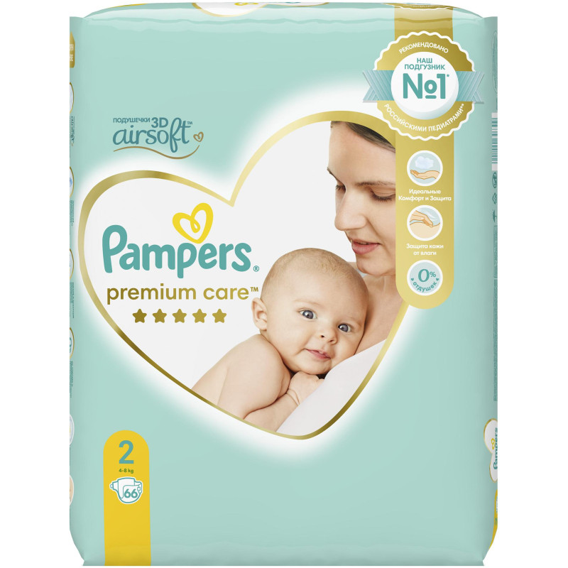 Подгузники Pampers Premium Care р.2 4-8кг, 66шт — фото 2