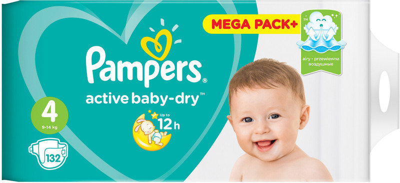 Подгузники Pampers Active Baby-Dry р.4 9-14кг, 132шт — фото 4