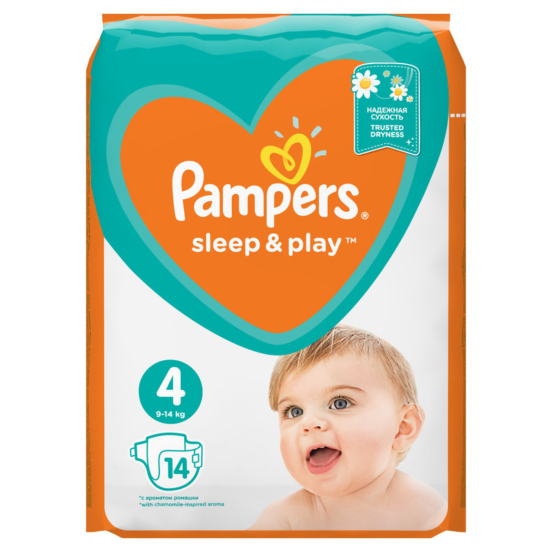 Подгузники Pampers Sleep & Play 9-14 кг, 4 размер, 14 шт — фото 1