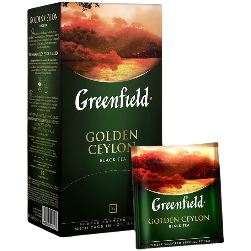 Чай Greenfield Золотой Цейлон чёрный в пакетиках, 25х2г — фото 3