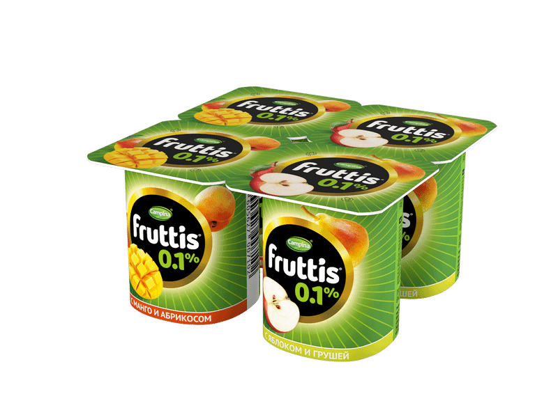 Продукт йогуртный Fruttis Легкий абрикос-манго-яблоко-груша 0.1%, 110г