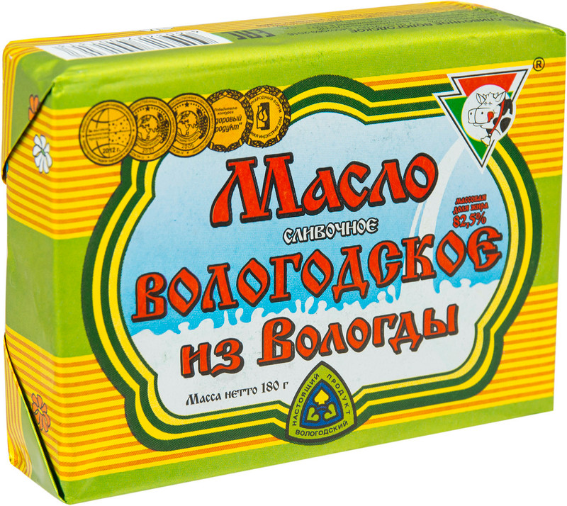 Масло сливочное Из Вологды Вологодское 82.5%, 180г - купить с доставкой в Москве в Перекрёстке