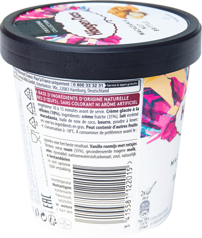 Пломбир Haagen-Dazs ванильный с орехом макадамия 17.3%, 400г — фото 1