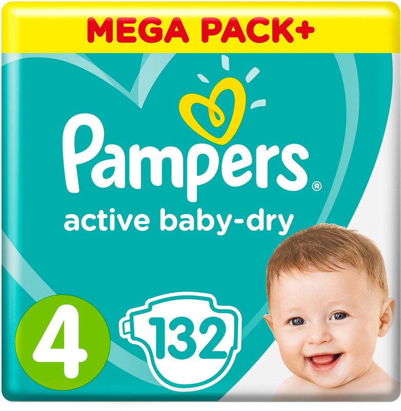 Подгузники Pampers Active Baby-Dry р.4 9-14кг, 132шт — фото 1