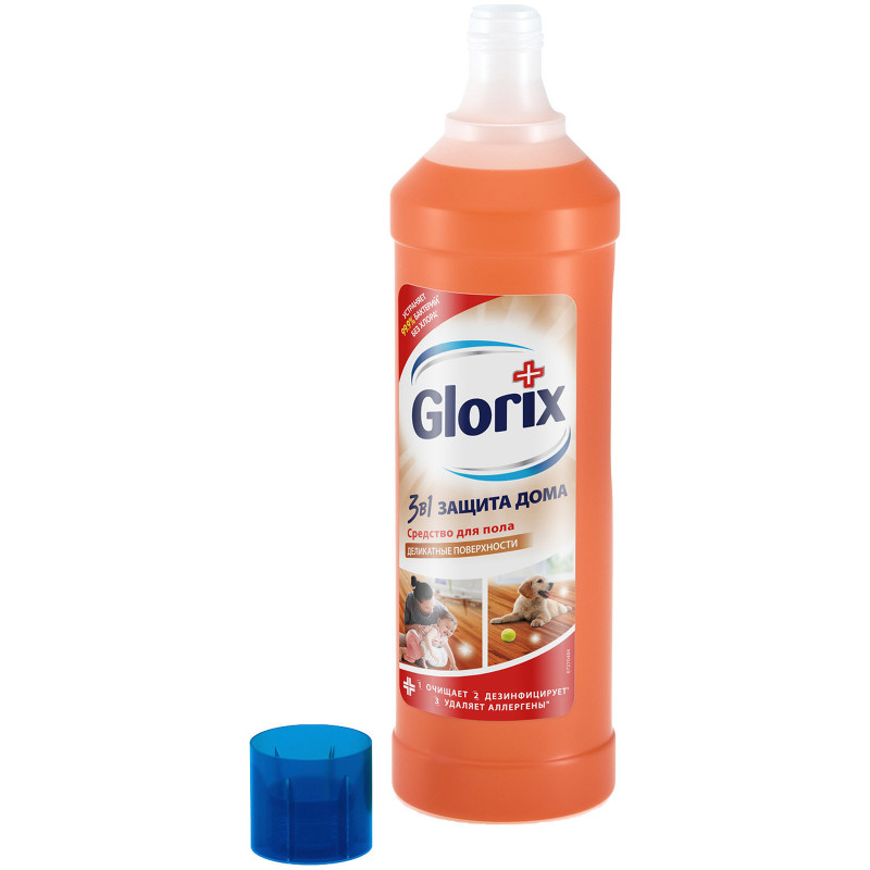 Средство Glorix Деликатные поверхности 3в1 для мытья полов, 1л — фото 2