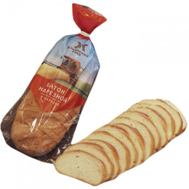Батон Жуковский Хлеб нарезной особый в нарезке высший сорт, 340г