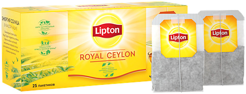 Чай Lipton Royal Ceylon чёрный в пакетиках, 25х2г — фото 1
