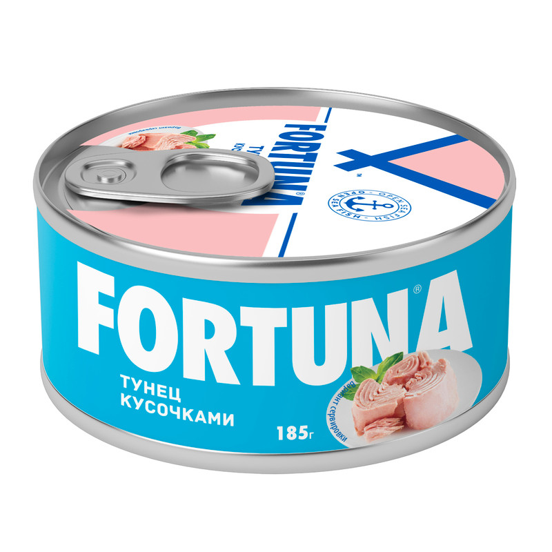 Тунец Fortuna кусочки натуральные, 185г