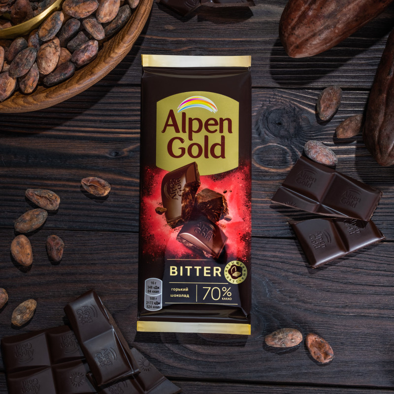 Шоколад Alpen Gold горький, 80г — фото 3