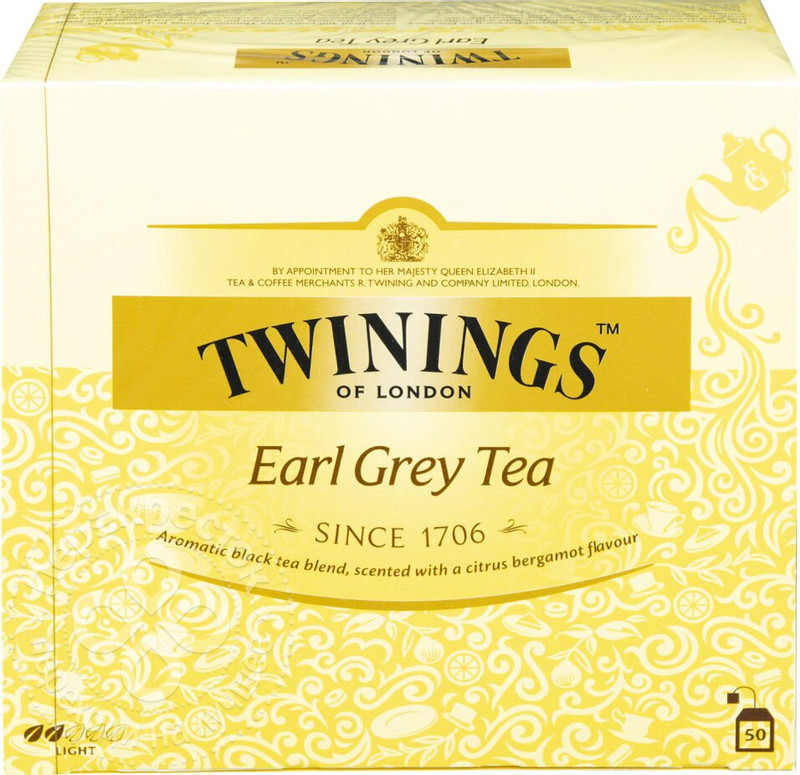 Чай Twinings Эрл Грей чёрный байховый с ароматом бергамота в пакетиках, 50х2г