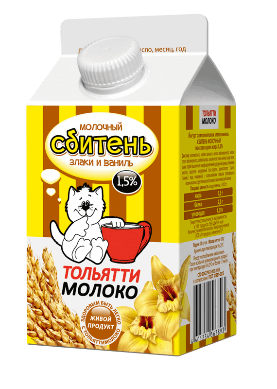 Йогурт Тольяттимолоко молочный злаки-ваниль 1.5%, 450мл