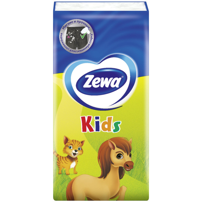 Платки носовые бумажные Zewa Kids 3 слоя, 10x10шт — фото 3
