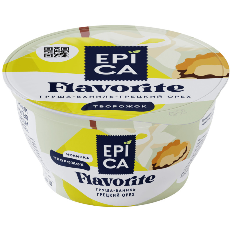 Десерт Epica Flavorite творожный с грушей ванилью и грецким орехом 8.0%, 130г