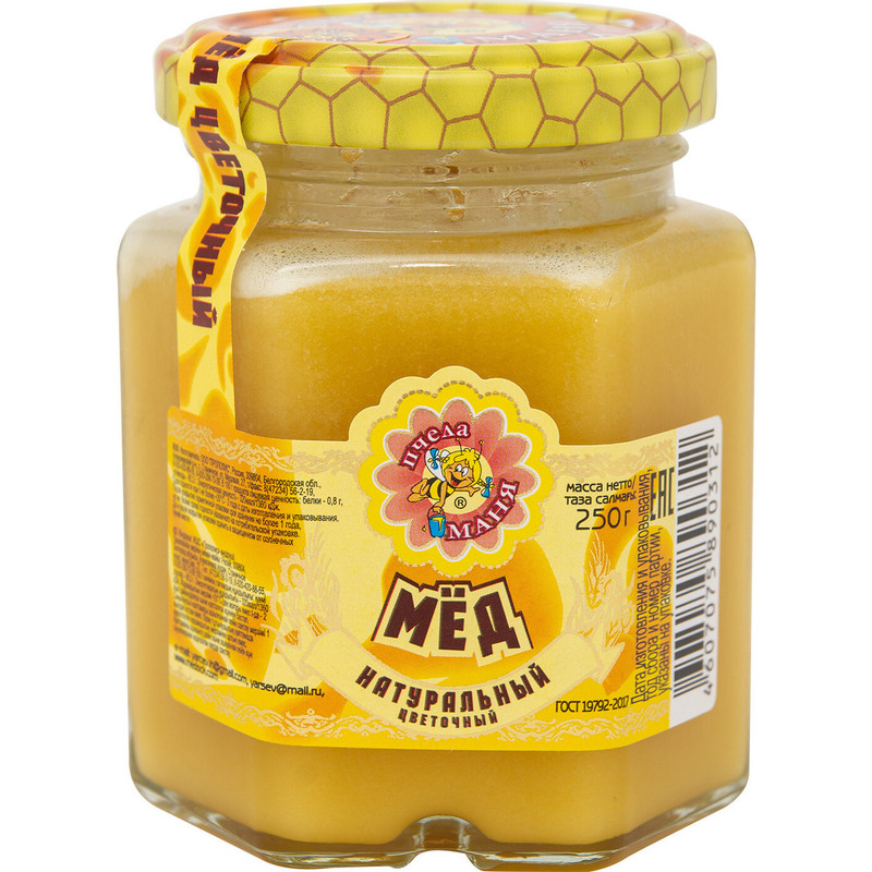 Мёд Пчела Маня Отборный цветочный натуральный, 250г