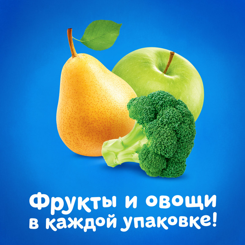 Пюре фруктово-овощное Агуша яблоко-груша-брокколи с 6 месяцев, 90г — фото 4