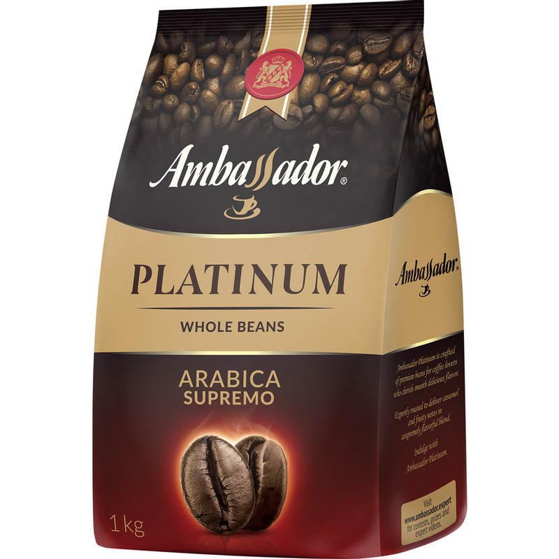 Кофе Ambassador Platinum натуральный жареный в зёрнах, 1кг