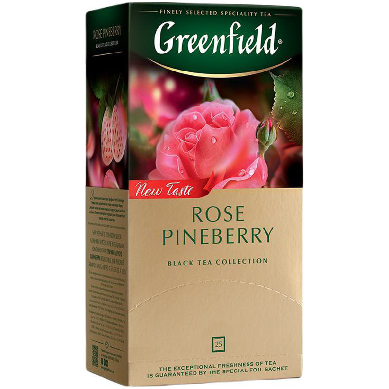 Чай Greenfield Роуз Пайнберри чёрный с ароматом белой клубники и розы, 25х1.5г — фото 2