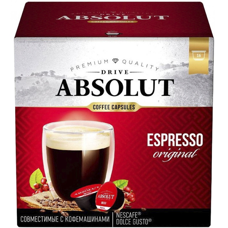 Кофе в капсулах Absolut Drive Espresso Original жареный молотый, 16x6г