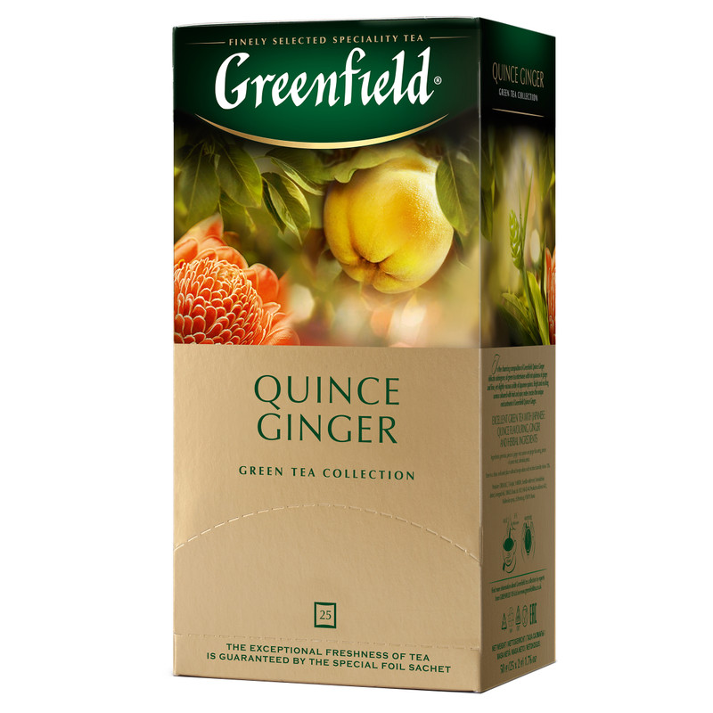 Чай Greenfield Quince Ginger зелёный японская айва в пакетиках, 25х2г — фото 1