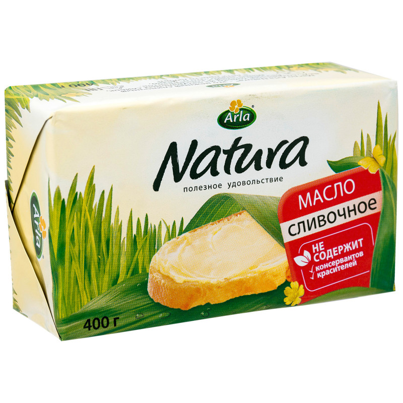 Масло сливочное Arla Natura несолёное 82%, 400г — фото 1