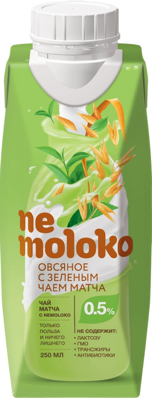 Напиток овсяный Nemoloko с зелёным чаем матча, 250мл