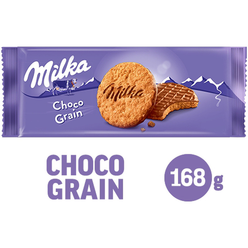 Печенье Milka с овсяными хлопьями покрытое шоколадом, 168г — фото 1