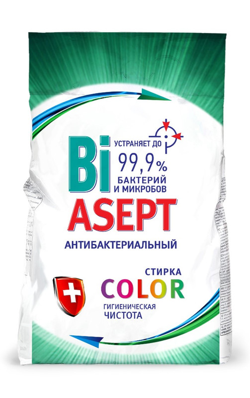Порошок BiAsept стиральный Color Automat с антибактериальным эффектом, 2.5кг