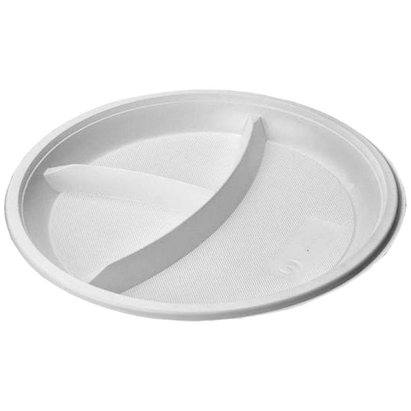 Набор тарелок одноразовых Мистерия белые 3-х секционные 210мм, 12шт — фото 1