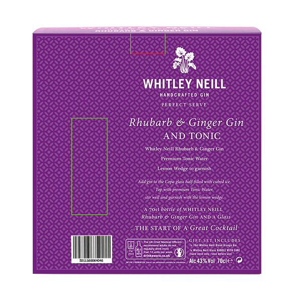 Джин Whitley Neill со вкусом ревень-имбирь 43% в подарочной упаковке, 700мл + бокал — фото 1