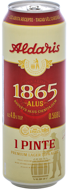 Пиво Aldaris 1865 светлое 4.8%, 568мл