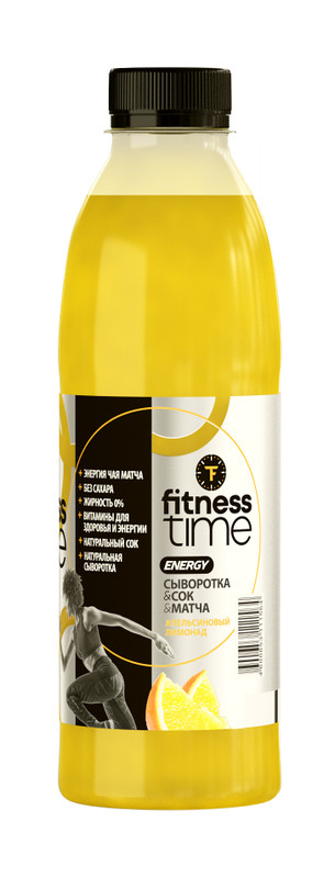 Напиток сывороточный Fitness Time апельсин-лимонад с матча и витаминами пастеризованный, 700мл — фото 2