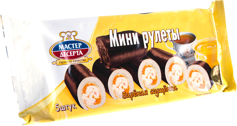 Мини-рулеты Мастер Десерта бисквитные с кремом варёная сгущёнка, 175г