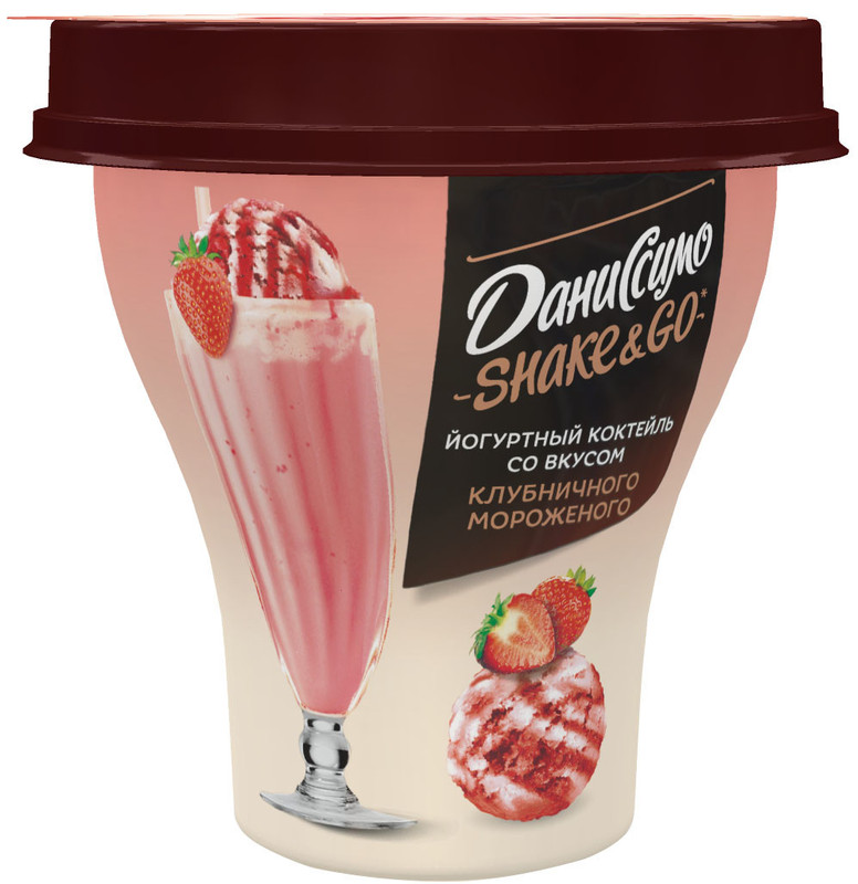 Коктейль йогуртный Даниссимо клубничное мороженое 5.2%, 260мл — фото 1