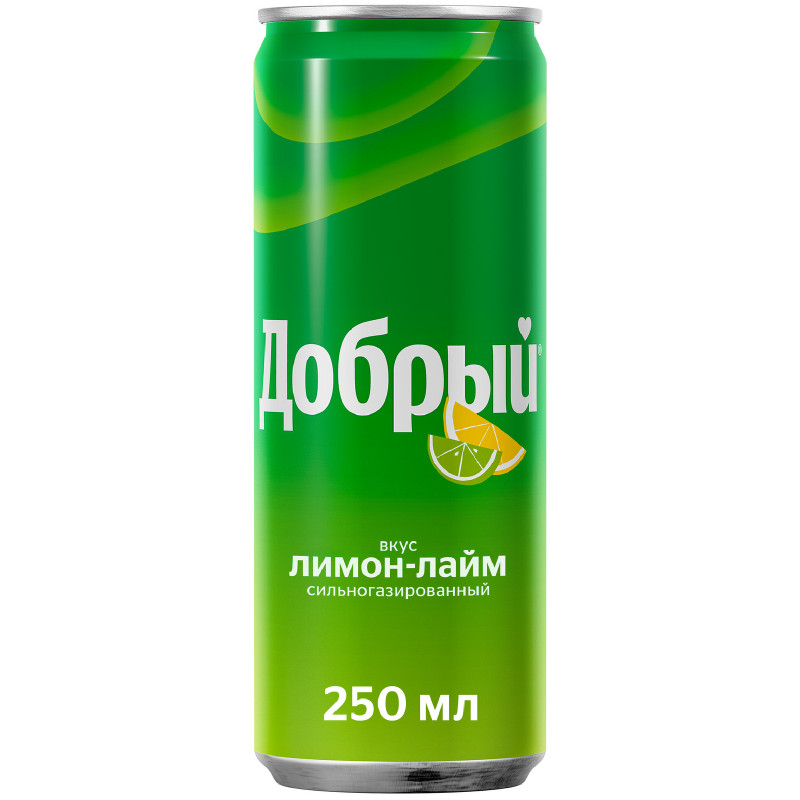 Напиток газированный Добрый Лимон-Лайм безалкогольный ароматизированный, 250мл