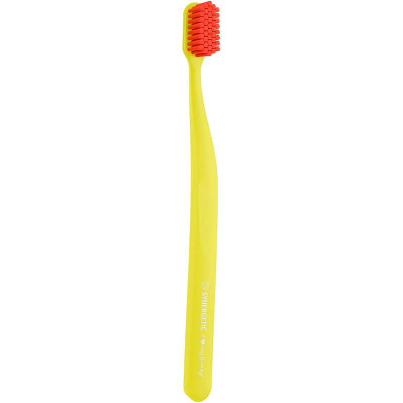 Зубная щётка Synergetic JBrush средней жёсткости для взрослых жёлтая — фото 1