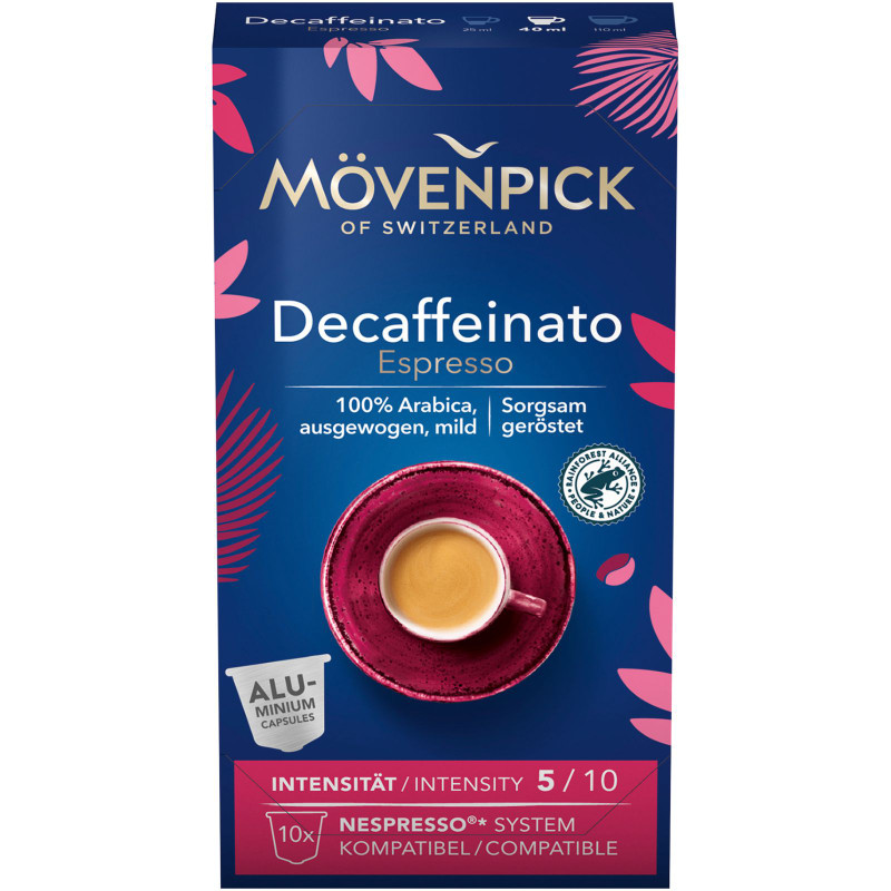 Кофе в капсулах Movenpick Decaffeinato Espresso натуральный жареный молотый, 10х57г