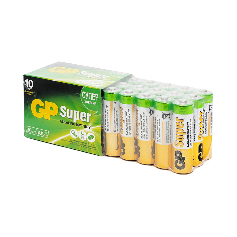 Батарейки GP Super АА LR6 1 5.В, 30шт — фото 1